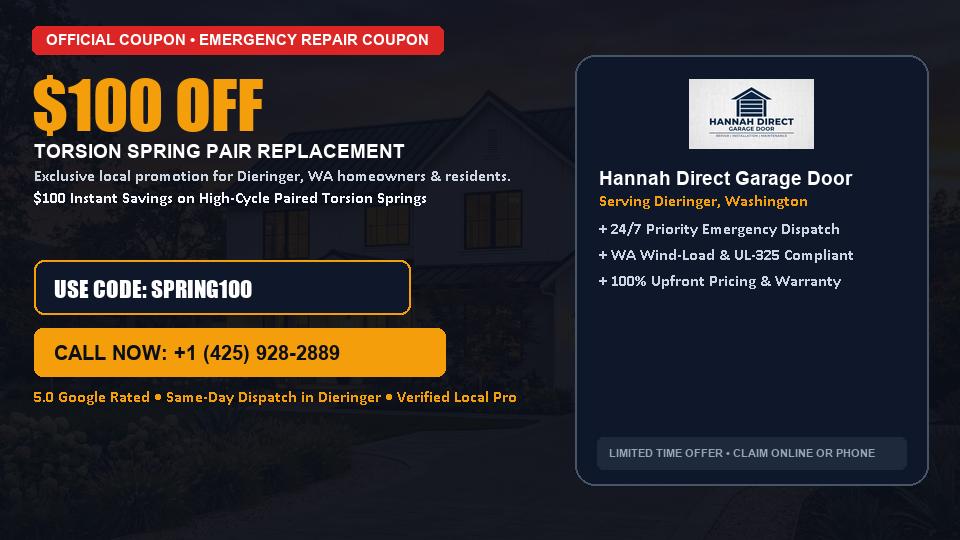 Hannah Direct Garage Door $100 OFF Dual Torsion Spring Replacement